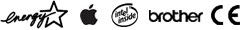Energy Star, Apple, Intel inside, Brother, CE